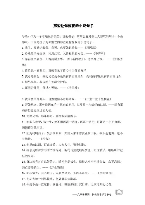 那些让你惊艳的小说句子