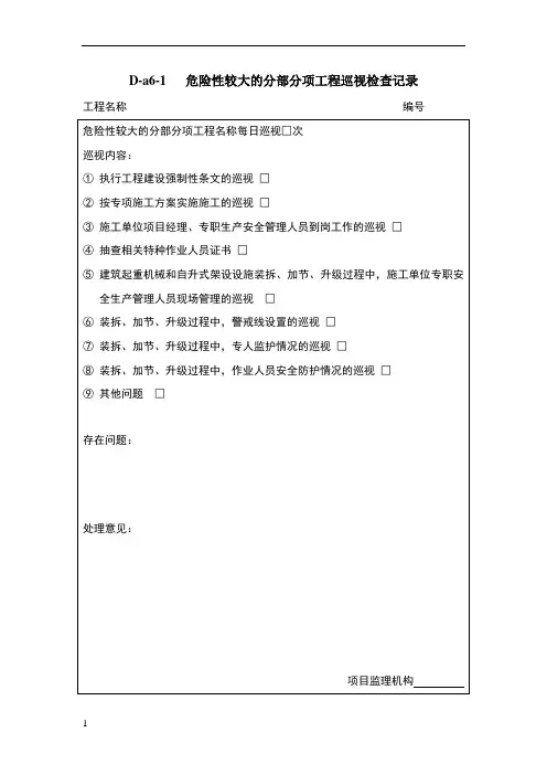 危险性较大的分部分项工程巡视检查记录