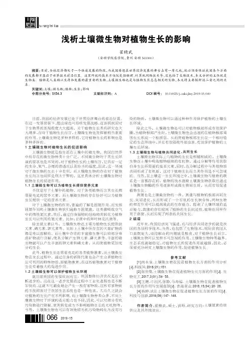 浅析土壤微生物对植物生长的影响