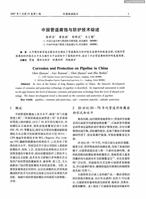 中国管道腐蚀与防护技术综述