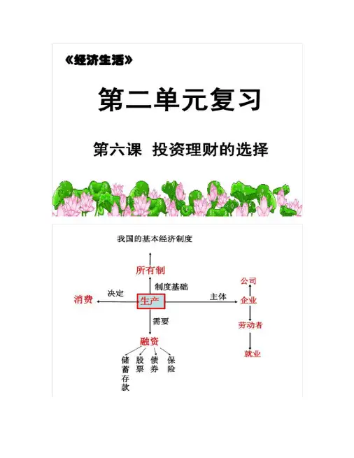 (正稿,自己用)2016届经济生活《投资理财的选择》重点