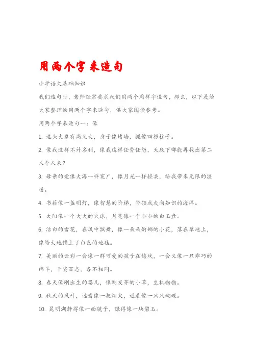 小学语文基础知识用两个字来造句