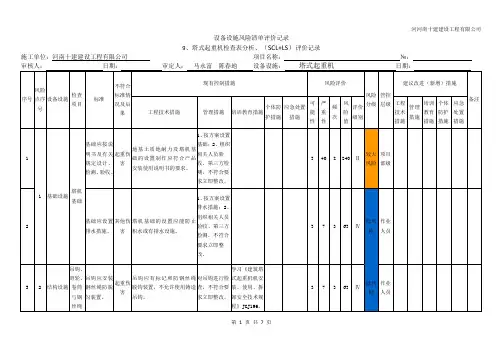 9、塔式起重机检查表分析、SCL+LS评价记录