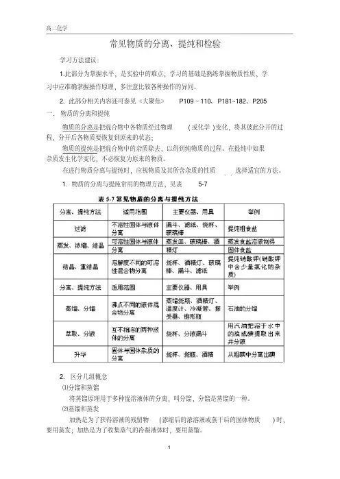 常见物质的分离、提纯和检验(精)