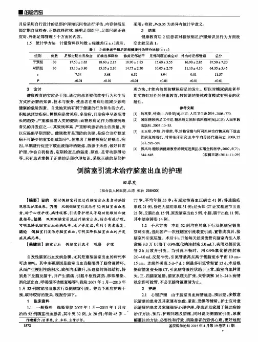 侧脑室引流术治疗脑室出血的护理