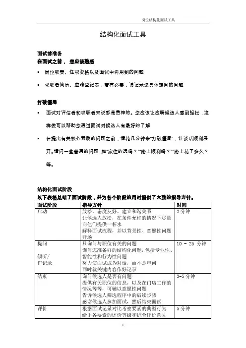 岗位结构化面试问题