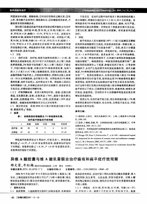异维A酸胶囊与维A酸乳膏联合治疗痤疮和扁平疣疗效观察