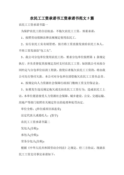 农民工工资承诺书工资承诺书范文5篇.doc