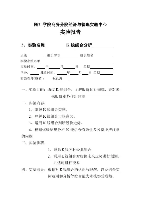 实验三：K线组合分析模板