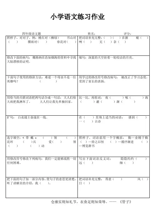 四年级语文课堂拓展练习IV (78)