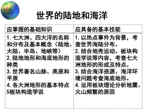区域地理内容—世界的陆地和海洋