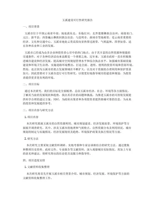 玉溪建设可行性研究报告