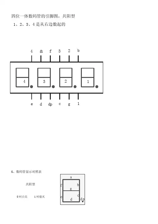 四位一体数码管的引脚图