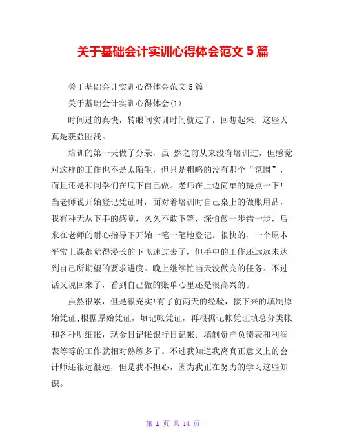 关于基础会计实训心得体会范文5篇