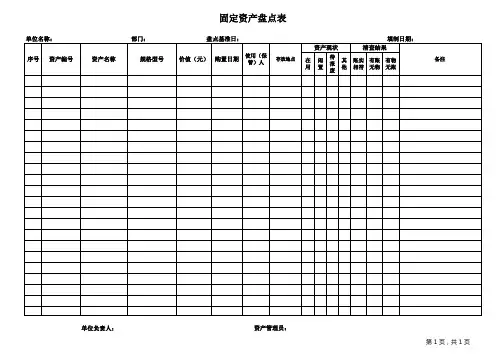 固定资产盘点表(A4横向版)