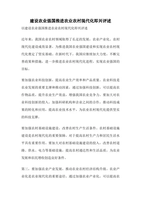 建设农业强国推进农业农村现代化即兴评述