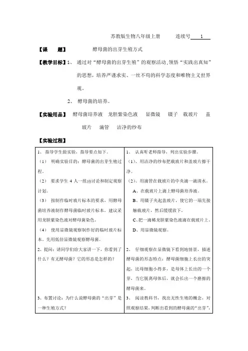酵母菌的出芽生殖方式