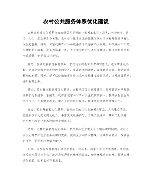 农村公共服务体系优化建议