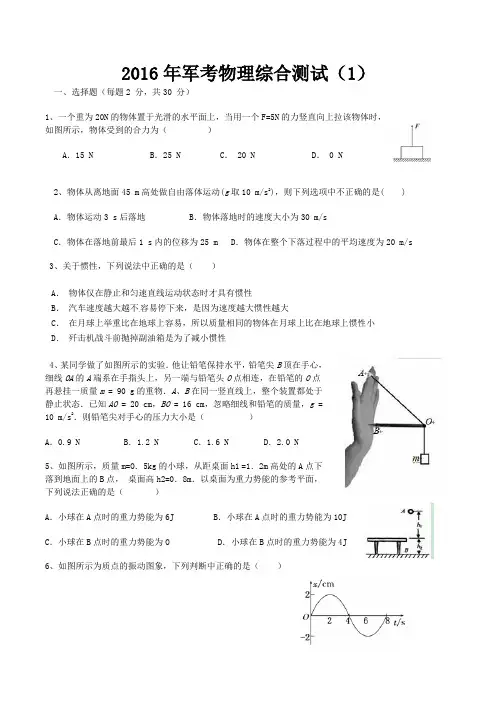 军考物理综合测试1