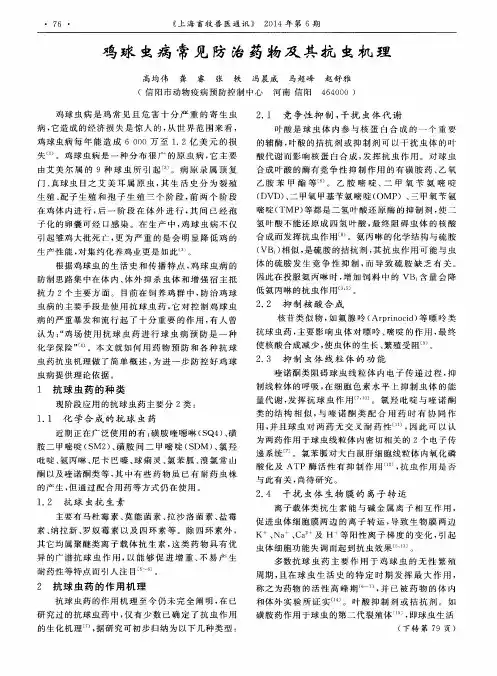 鸡球虫病常见防治药物及其抗虫机理