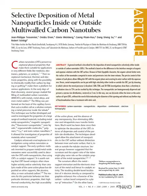 Selective Deposition of Metal Nanoparticles Inside or Outside Multiwalled Carbon Nanotubes
