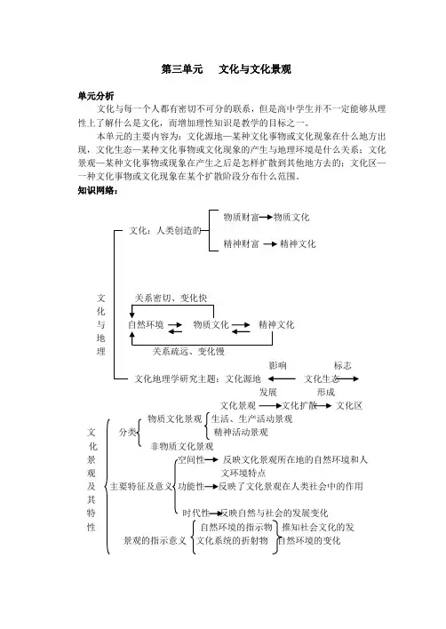 高三最新地理教案-第三单元文化与文化景观 精品