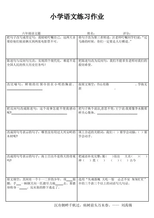 小学六年级语文提高训练IV (62)