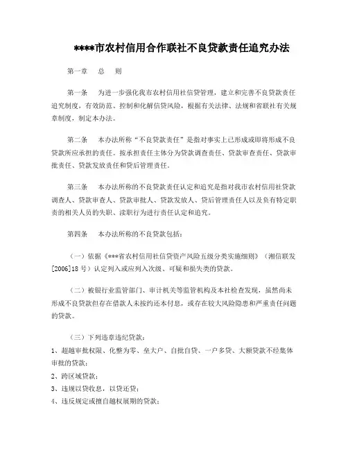 不良贷款责任追究办法