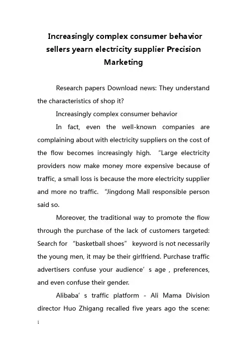 Increasingly complex consumer behavior sellers yearn electricity supplier Precision Marketing-毕业论