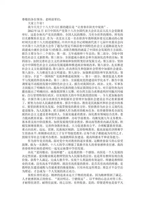 十八大发言稿