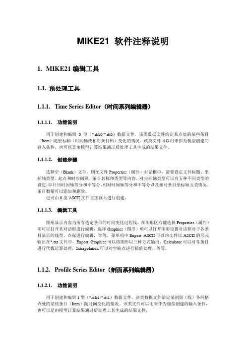 MIKE21 软件注释说明