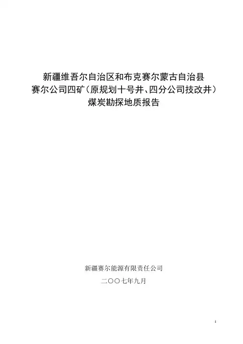 赛尔公司四矿煤炭勘探地质报告