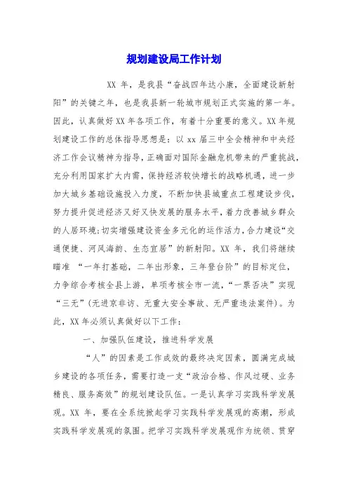 规划建设局工作计划