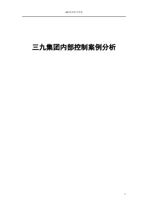 三九集团内部控制案例