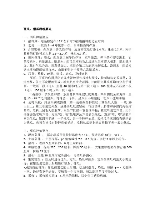 西瓜甜瓜种植要点