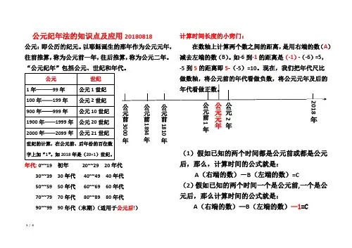初中历史  公元纪年法的知识点及应用