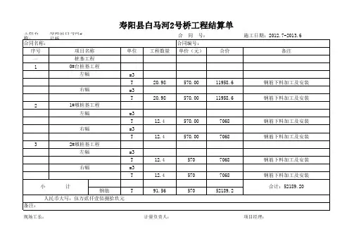 工程结算单格式.xls