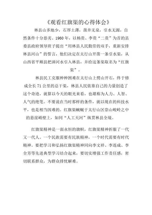 观看红旗渠的心得体会
