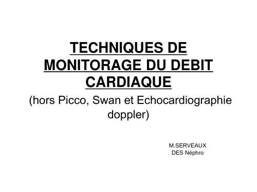 TECHNIQUES DE MONITORAGE DU DEBIT CARDIAQUE