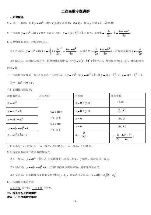 二次函数专题讲解