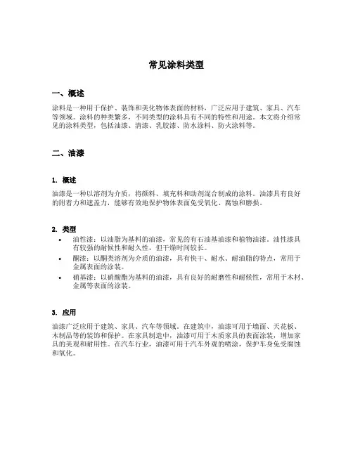 常见涂料类型