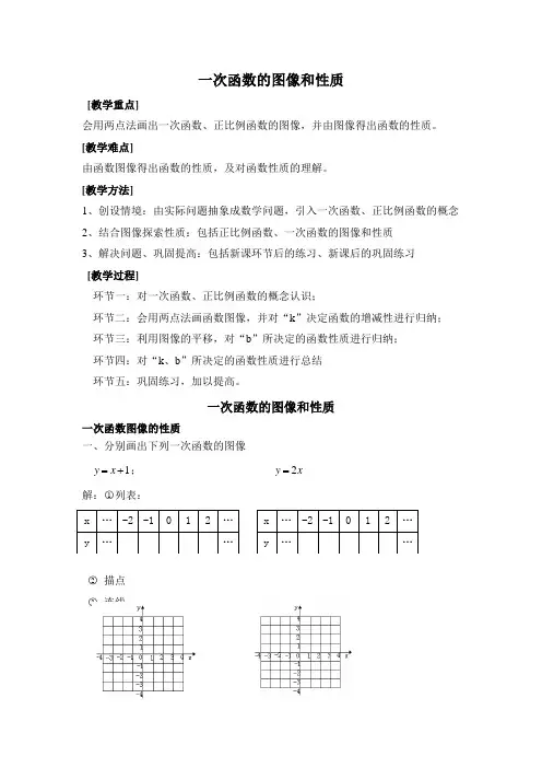 一次函数的图像和性质教案