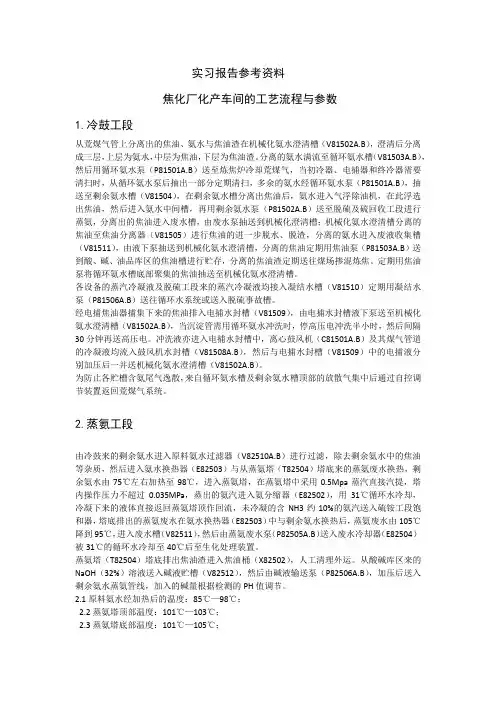 焦化厂化产车间的工艺流程与参数