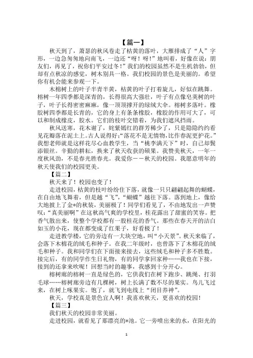 2020年秋天的校园二年级作文(1)范文