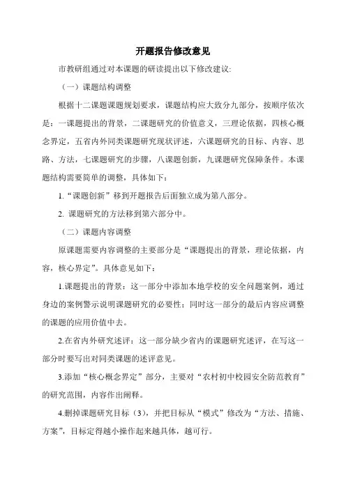 开题报告修改意见