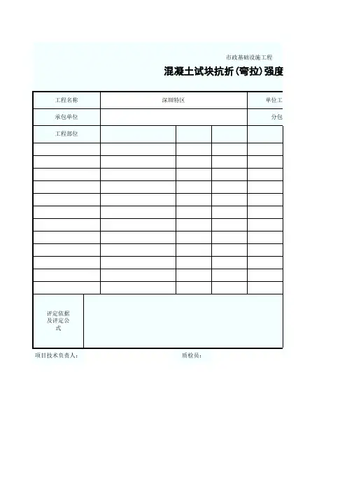 混凝土试块抗折(弯拉)强度检验评定表