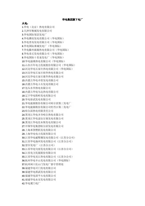 华电集团旗下电厂