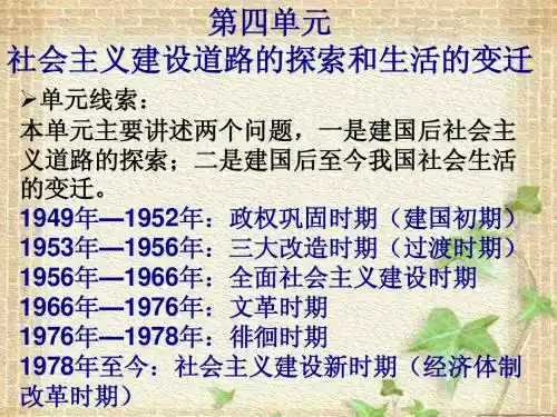 高中历史 第四单元《社会主义建设道路的探索和生活的变迁》课件 岳麓版必修2