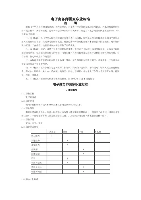 电子商务师国家职业标准 2