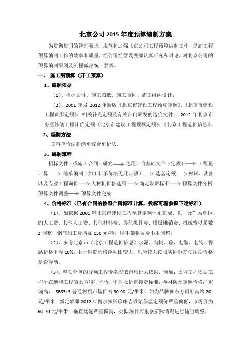 工程预算编制方案